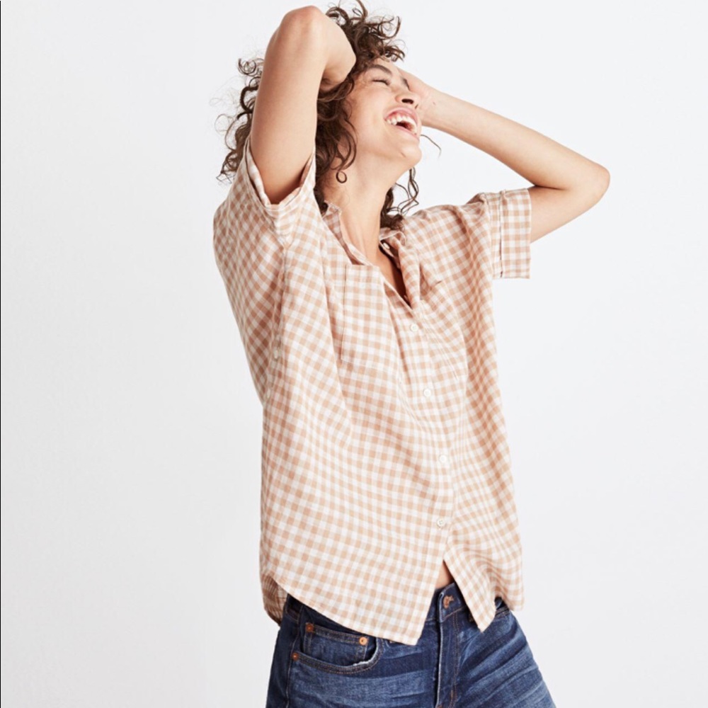 Madewell Courier Gingham Side Button Shirt XXS